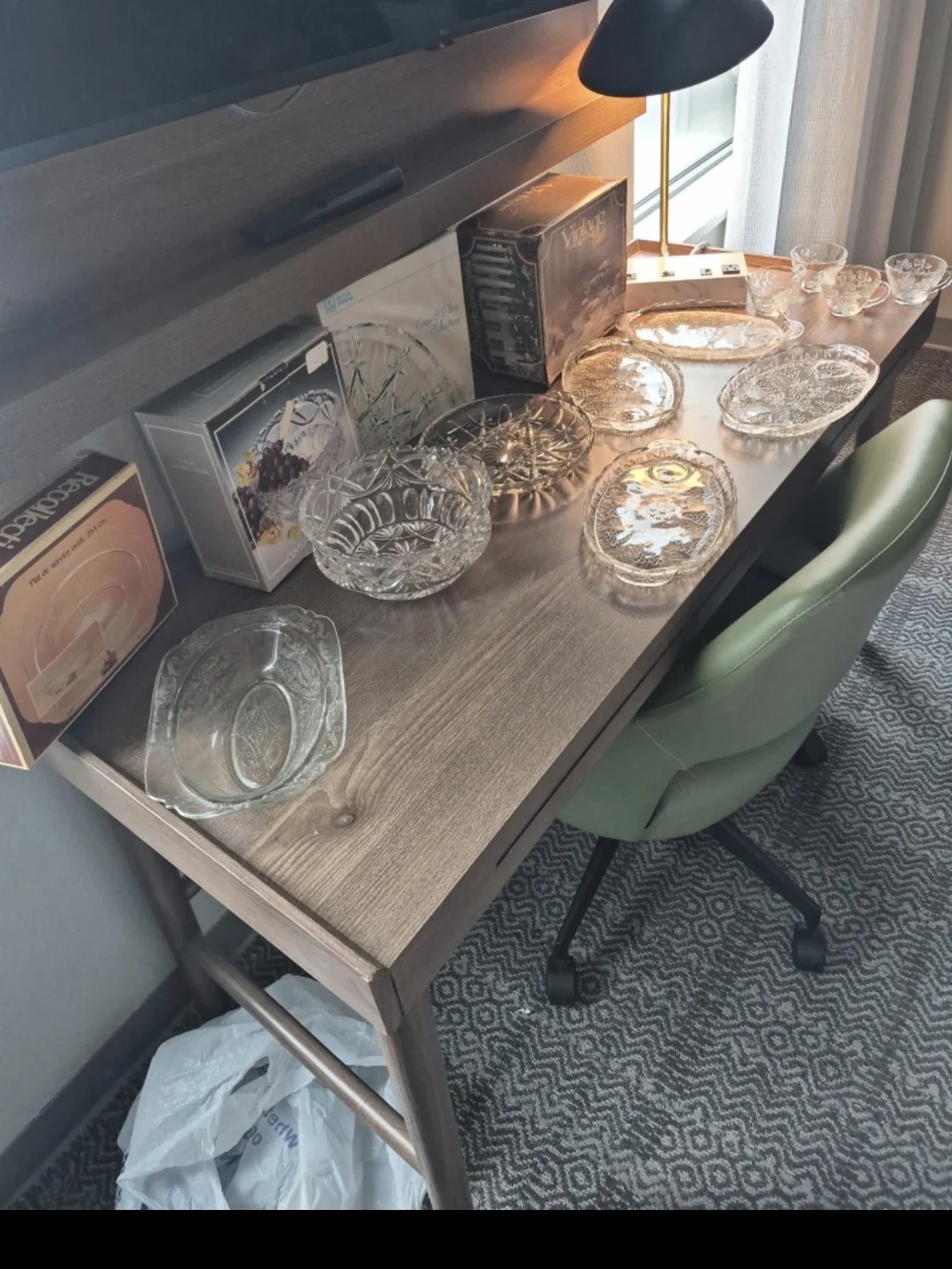 Vintage Clear Glass Serving Plates and Dishes - Etched Patterns